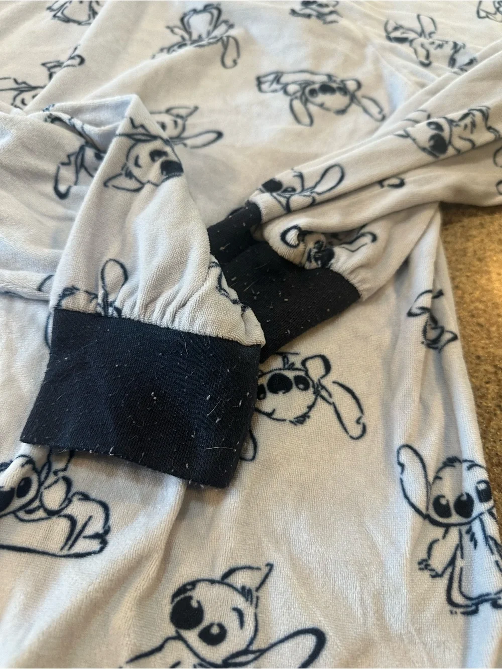 Cozy Light Blue Stitch Print Long Sleeve pj  Top - Picture 2 of 5